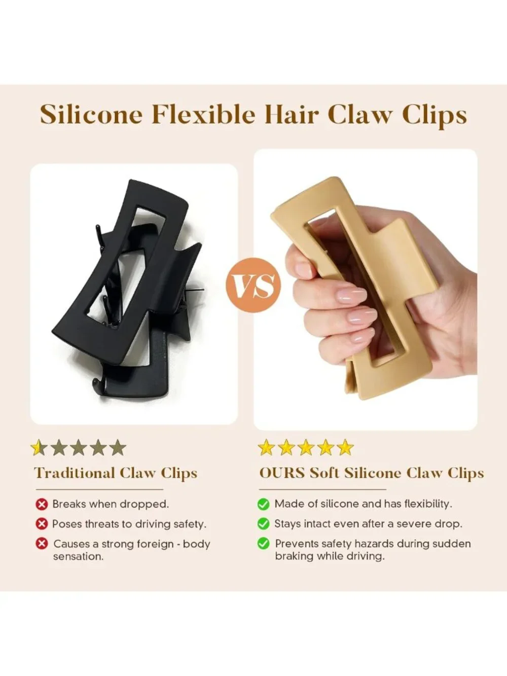 4Pcs Extra Large Silicone Cloud Soft Claw Clips for Thick Curly Hair - Jumbo